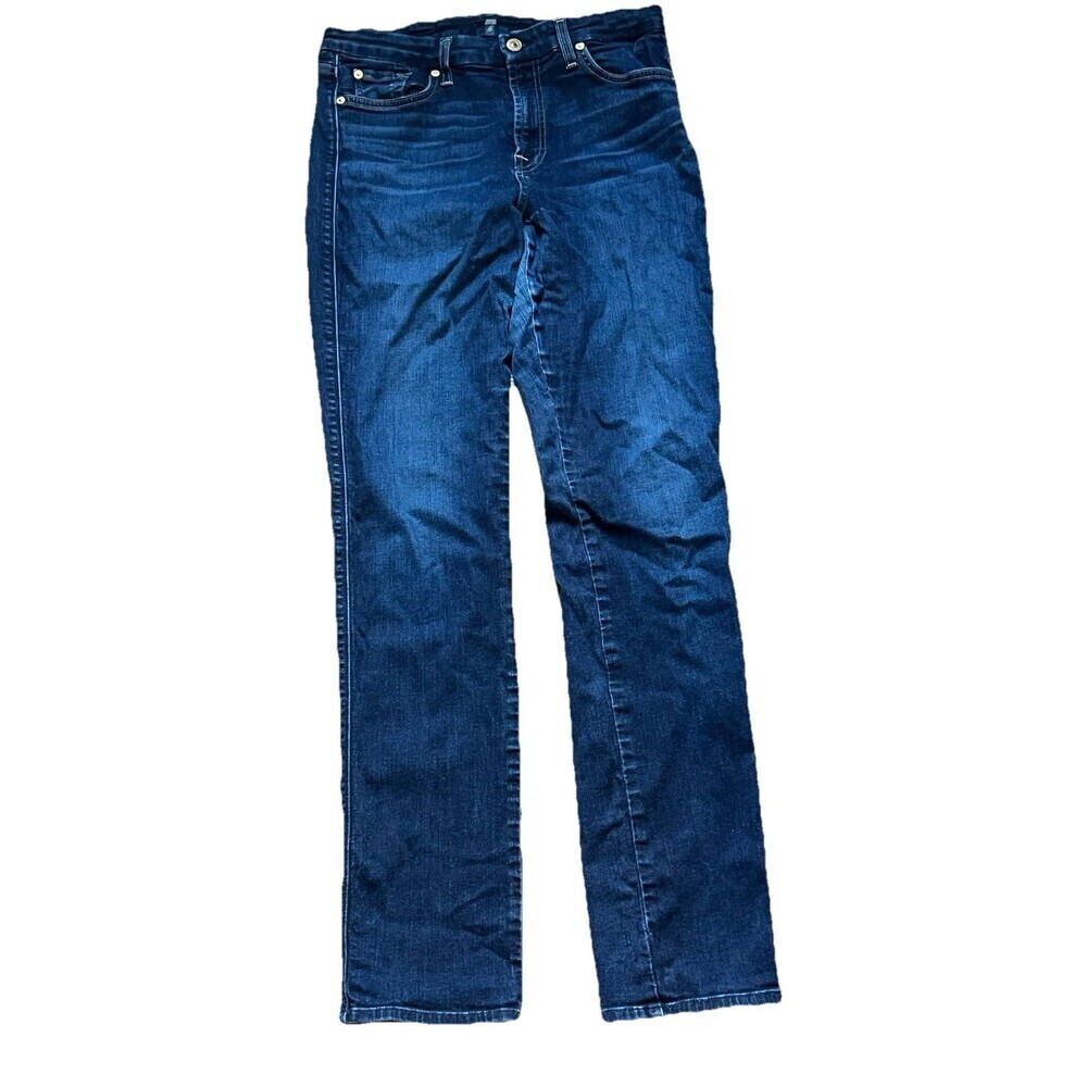 7 FOR ALL MANKIND WOMEN'S DARK WASH STRAIGHT ANKLE JEANS DENIM SIZE 31